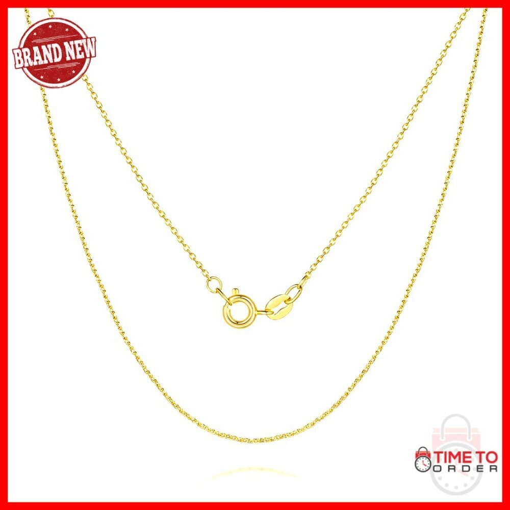 14K Gold Cable Chain Necklace 1mm Thin Dainty Unisex Lobster Clasp